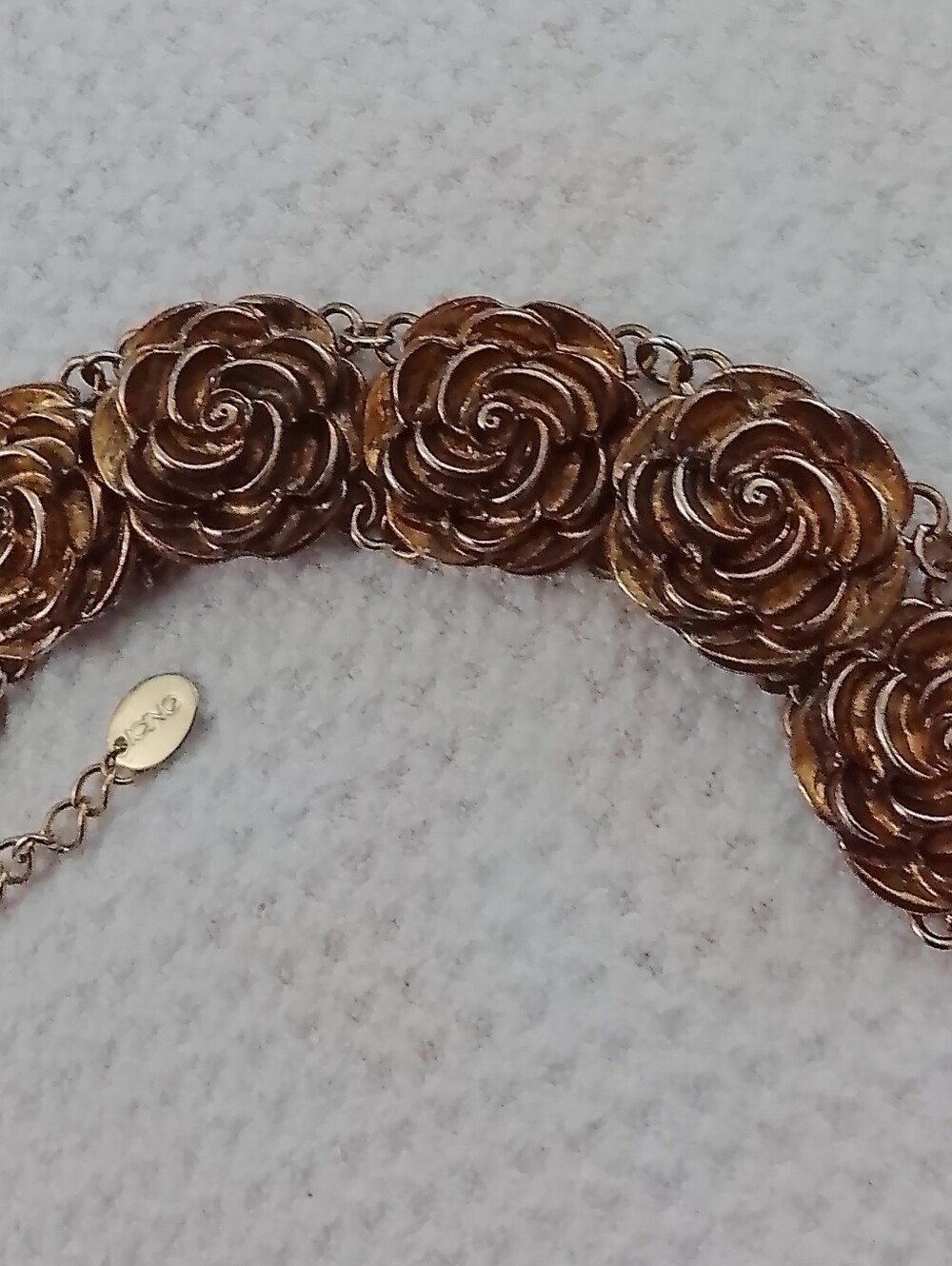 Vintage Double Link Rose Bracelet 7" inches long Signed ICNG